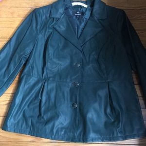 Dennis Basso emerald leather jacket